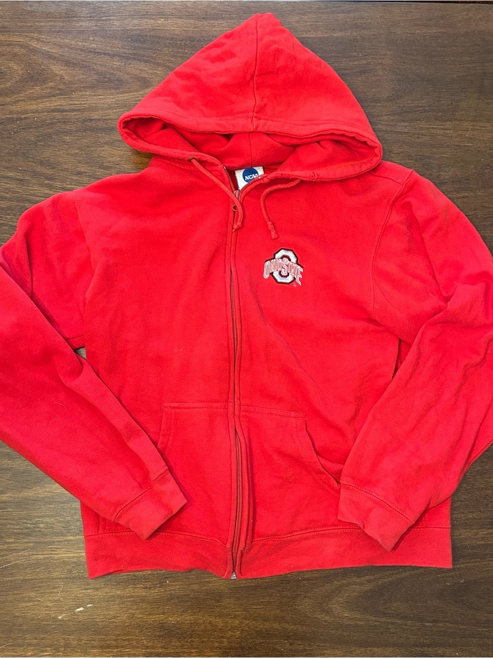 NCAA Red Full-Zip Hoodie with Ohio State Logo